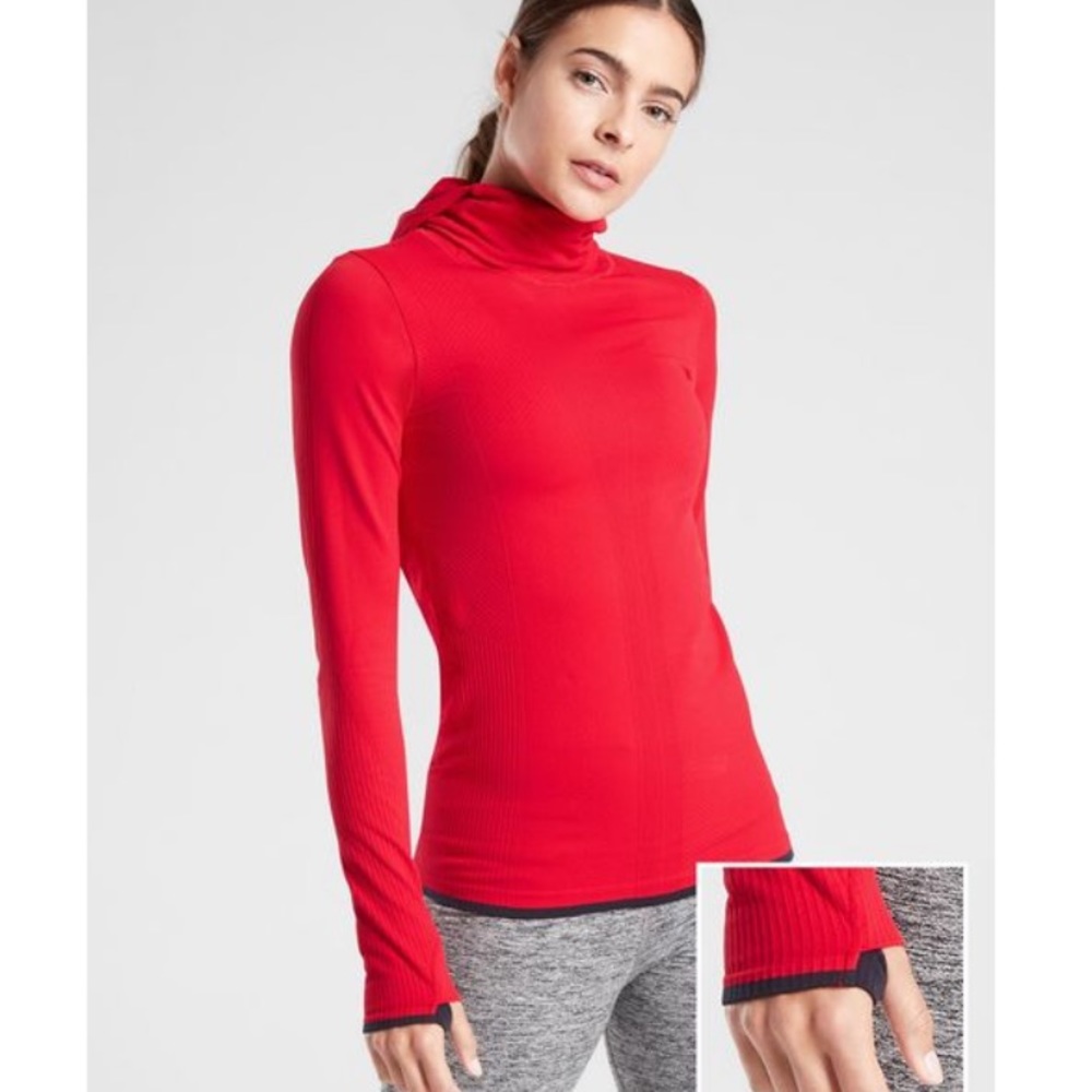 Athleta | Red Running Shirt Hooded